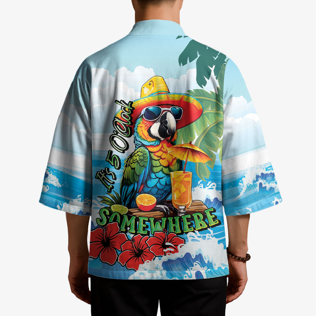 Funny Parrot Margarita Five O'clock Somewhere Kimono LT9 - Polynesian Pride