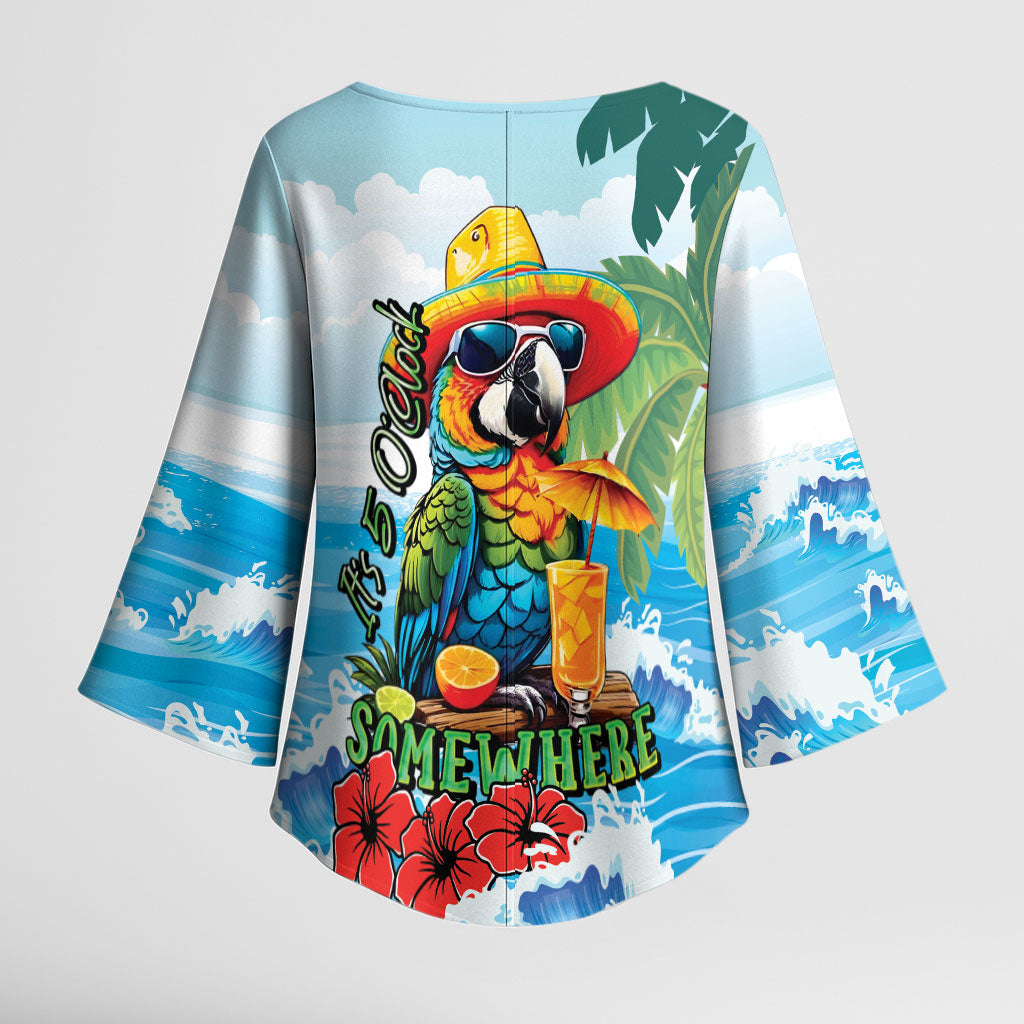 Funny Parrot Margarita Five O'clock Somewhere Kimono Sleeve Blouse LT9 - Polynesian Pride