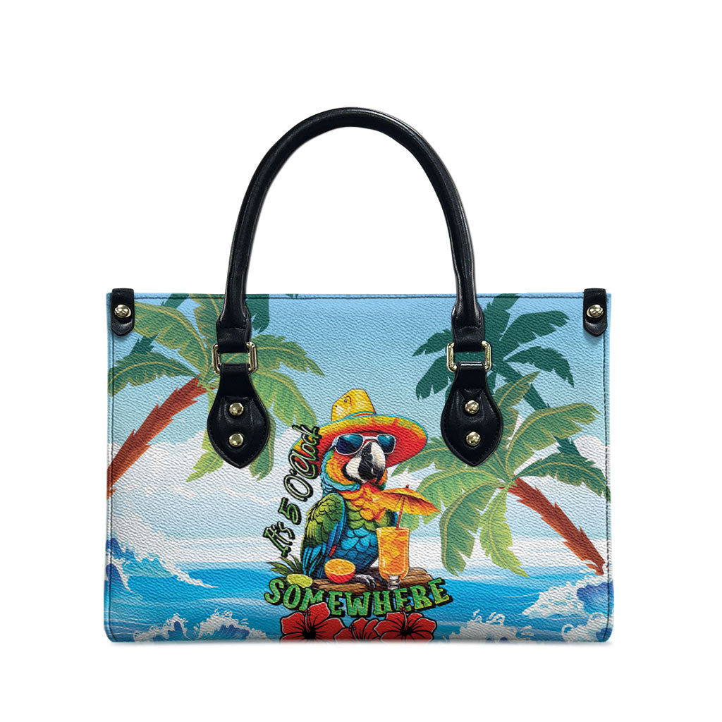 Funny Parrot Margarita Five O'clock Somewhere Leather Bag LT9 - Polynesian Pride