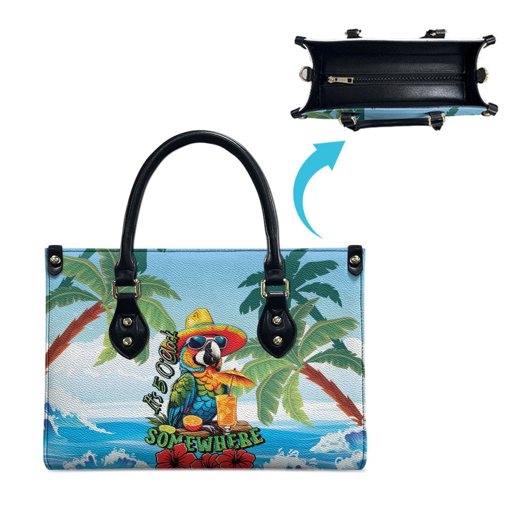 Funny Parrot Margarita Five O'clock Somewhere Leather Bag LT9 - Polynesian Pride