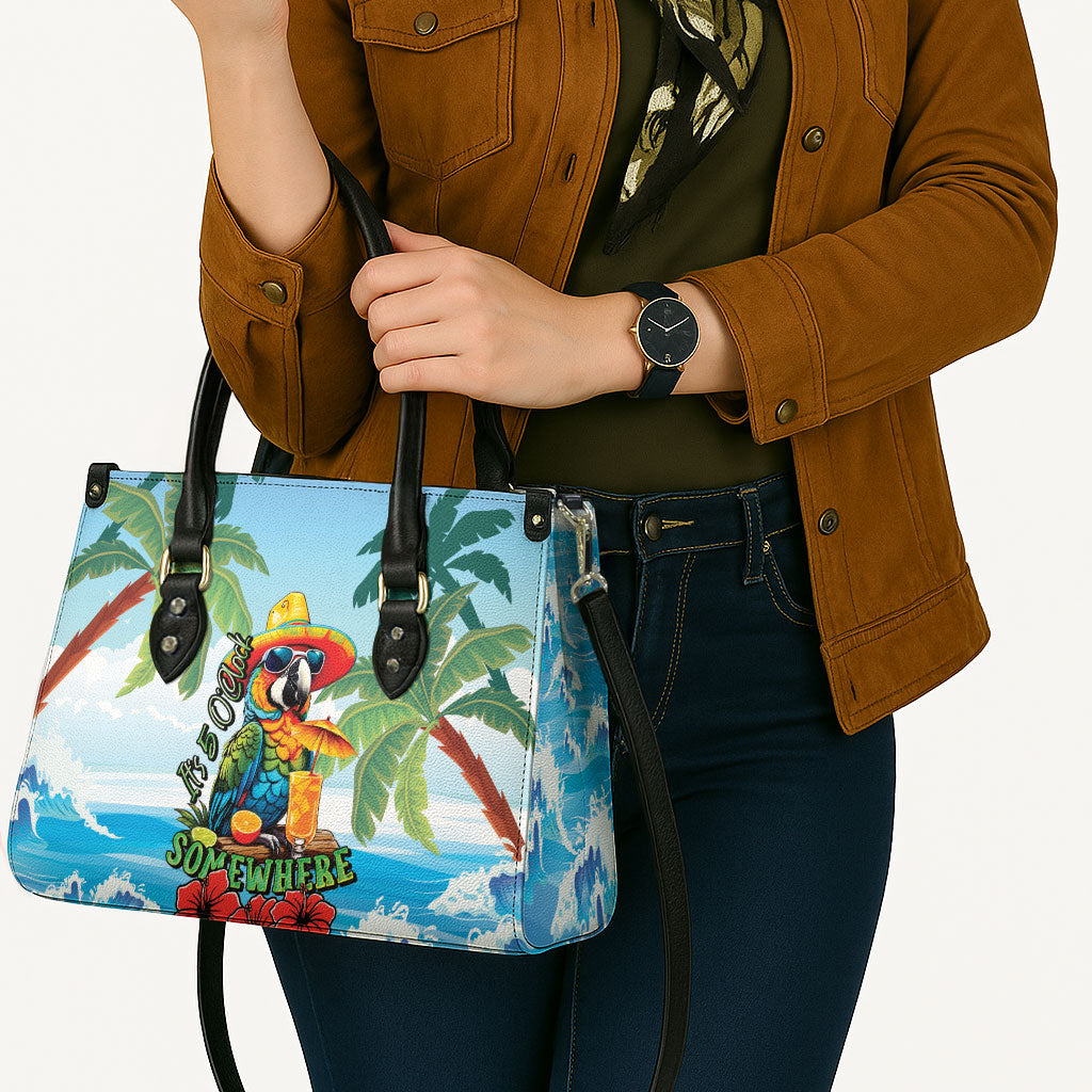 Funny Parrot Margarita Five O'clock Somewhere Leather Bag LT9 - Polynesian Pride