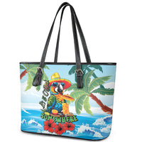 Funny Parrot Margarita Five O'clock Somewhere Leather Tote Bag LT9 - Polynesian Pride