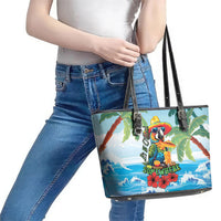 Funny Parrot Margarita Five O'clock Somewhere Leather Tote Bag LT9 - Polynesian Pride