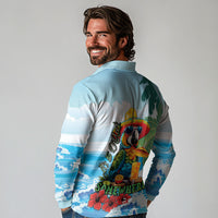 Funny Parrot Margarita Five O'clock Somewhere Long Sleeve Polo Shirt LT9 - Polynesian Pride