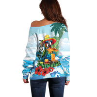 Funny Parrot Margarita Five O'clock Somewhere Off Shoulder Sweater LT9 - Polynesian Pride