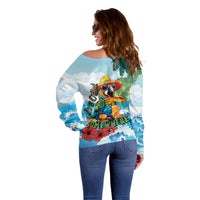 Funny Parrot Margarita Five O'clock Somewhere Off Shoulder Sweater LT9 - Polynesian Pride