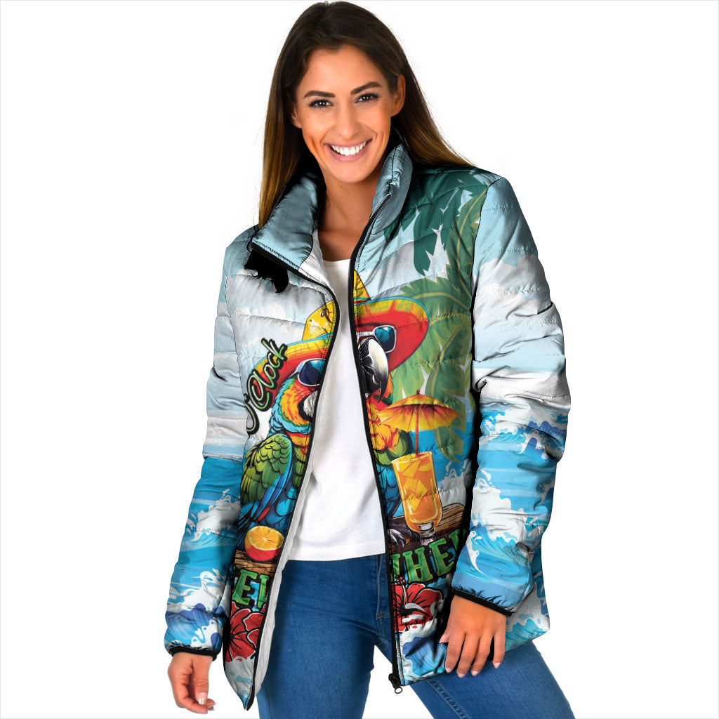 Funny Parrot Margarita Five O'clock Somewhere Padded Jacket LT9 Women Blue - Polynesian Pride