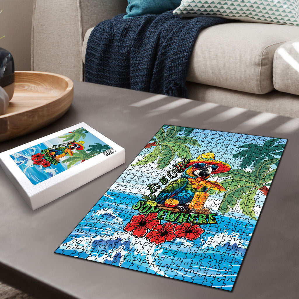 Funny Parrot Margarita Five O'clock Somewhere Puzzle LT9 - Polynesian Pride