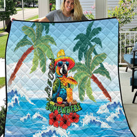 Funny Parrot Margarita Five O'clock Somewhere Quilt LT9 Blue - Polynesian Pride