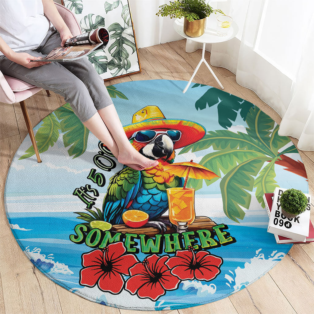 Funny Parrot Margarita Five O'clock Somewhere Round Carpet LT9 - Polynesian Pride