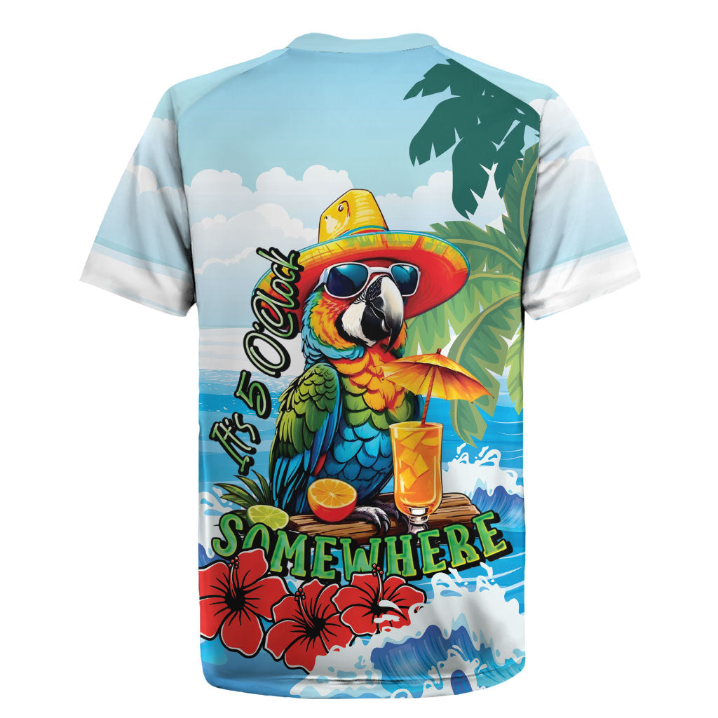 Funny Parrot Margarita Five O'clock Somewhere Rugby Jersey LT9 - Polynesian Pride