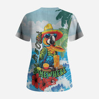 Funny Parrot Margarita Five O'clock Somewhere Scrub Top LT9 - Polynesian Pride