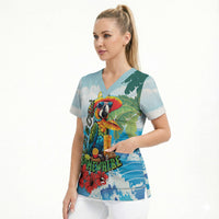Funny Parrot Margarita Five O'clock Somewhere Scrub Top LT9 - Polynesian Pride