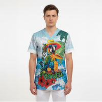 Funny Parrot Margarita Five O'clock Somewhere Scrub Top LT9 - Polynesian Pride