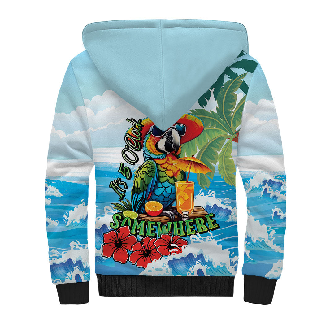 Funny Parrot Margarita Five O'clock Somewhere Sherpa Hoodie LT9 - Polynesian Pride