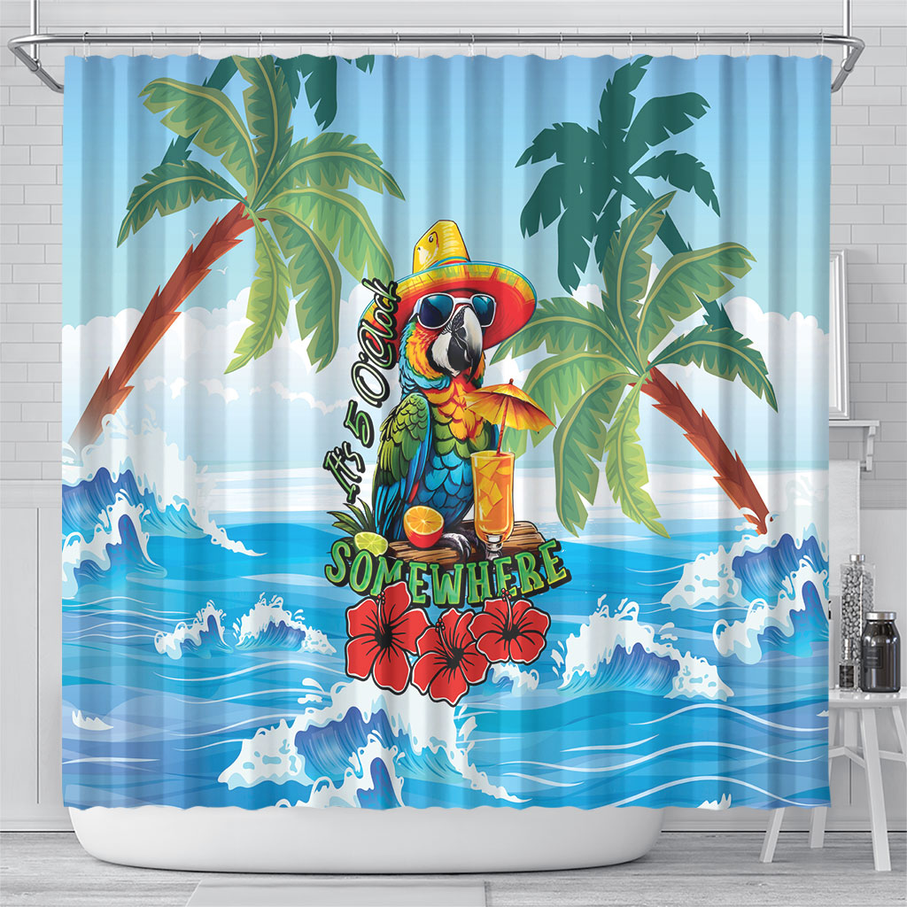 Funny Parrot Margarita Five O'clock Somewhere Shower Curtain LT9 - Polynesian Pride