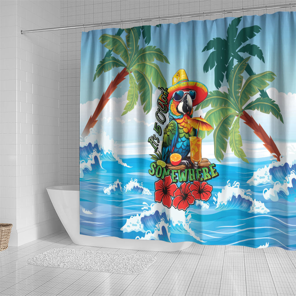 Funny Parrot Margarita Five O'clock Somewhere Shower Curtain LT9 - Polynesian Pride
