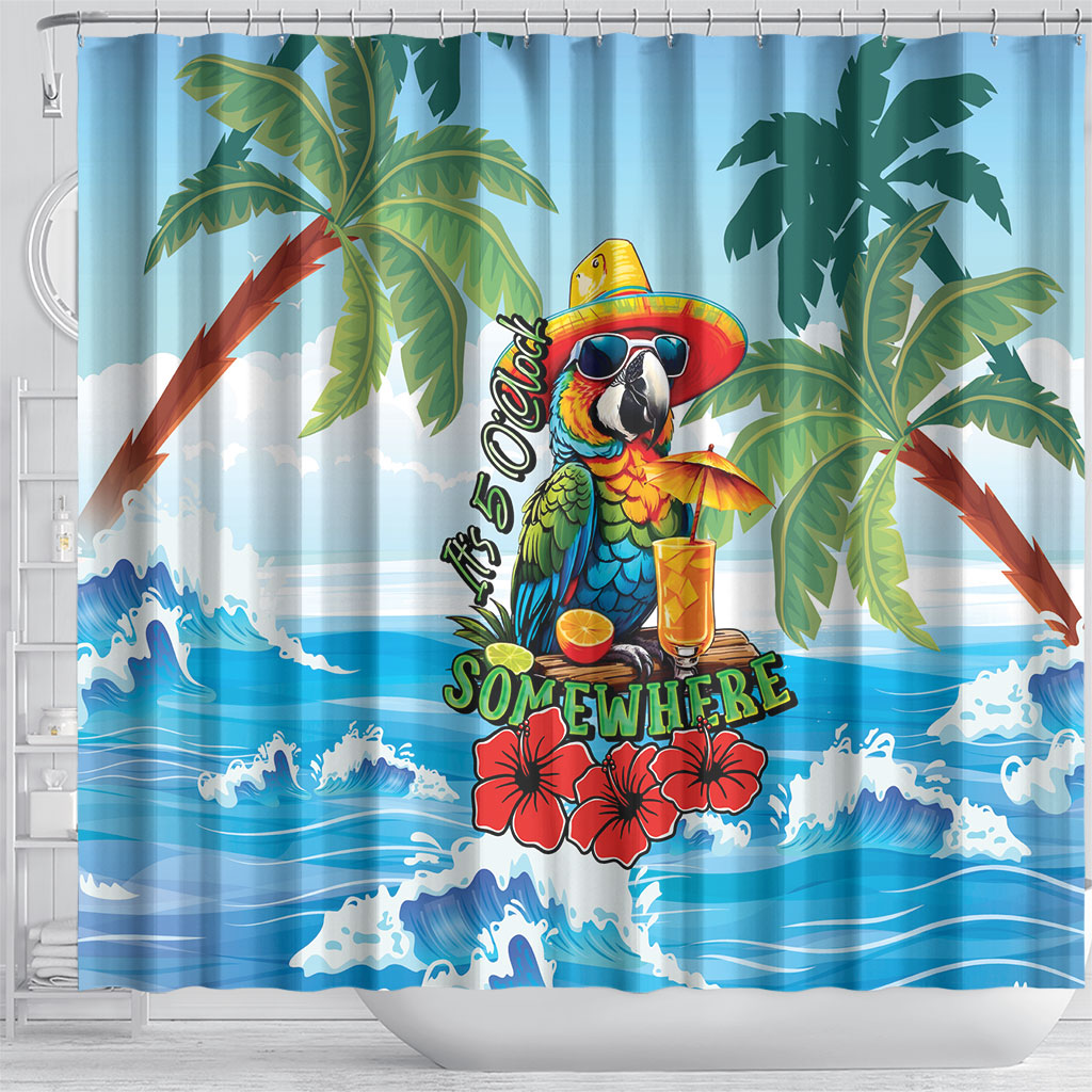 Funny Parrot Margarita Five O'clock Somewhere Shower Curtain LT9 - Polynesian Pride