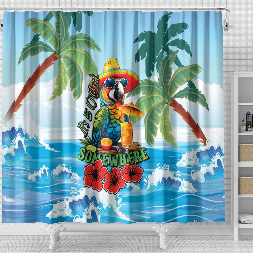 Funny Parrot Margarita Five O'clock Somewhere Shower Curtain LT9 - Polynesian Pride