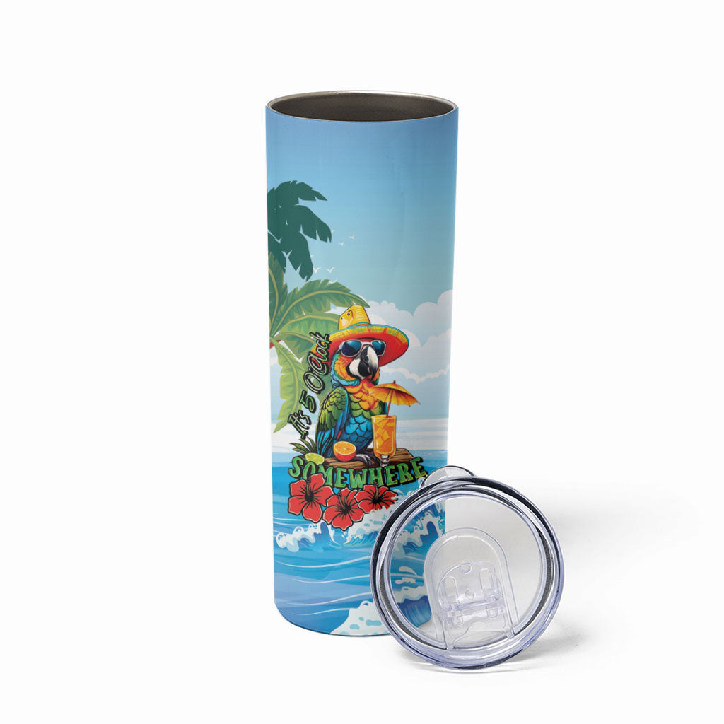 Funny Parrot Margarita Five O'clock Somewhere Skinny Tumbler LT9 - Polynesian Pride