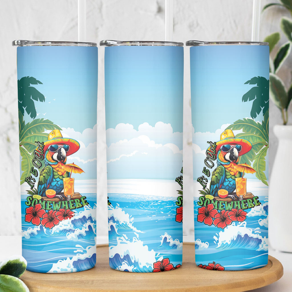 Funny Parrot Margarita Five O'clock Somewhere Skinny Tumbler LT9 - Polynesian Pride