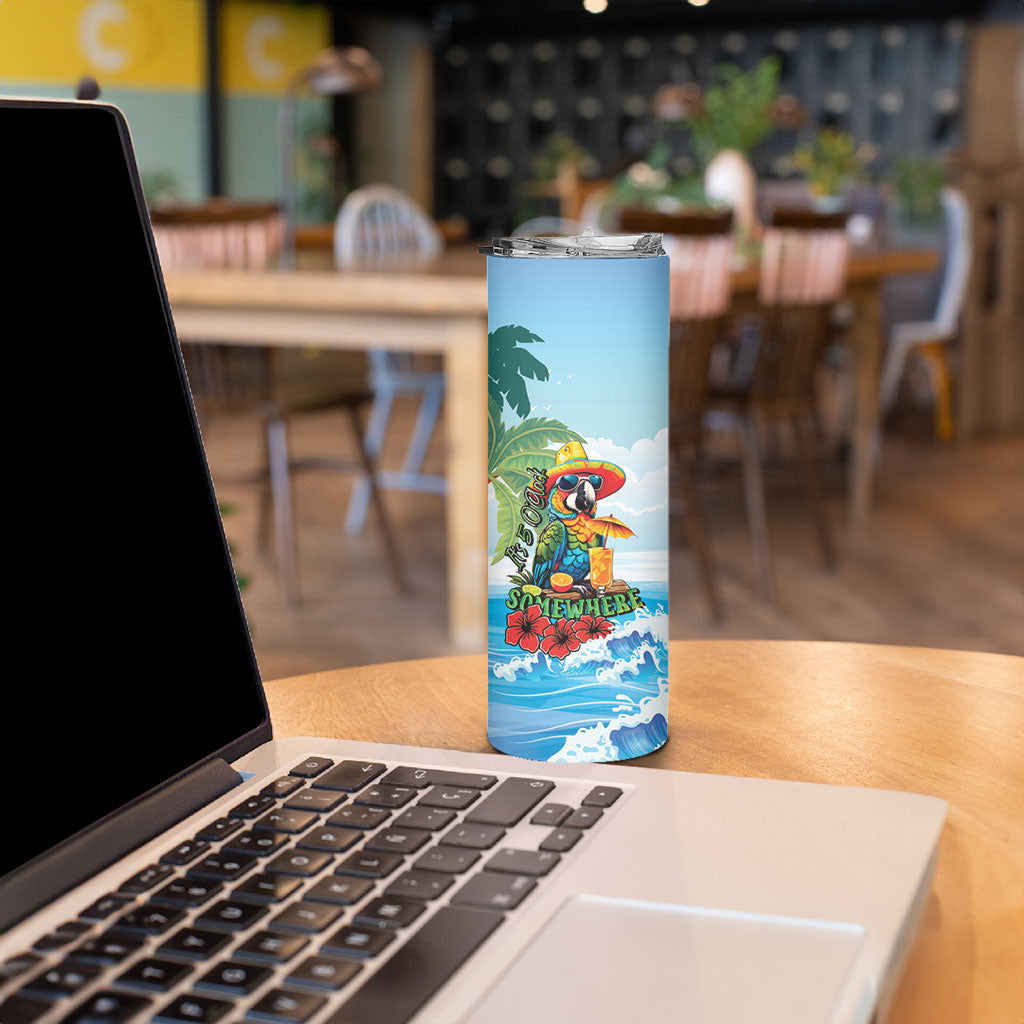 Funny Parrot Margarita Five O'clock Somewhere Skinny Tumbler LT9 - Polynesian Pride