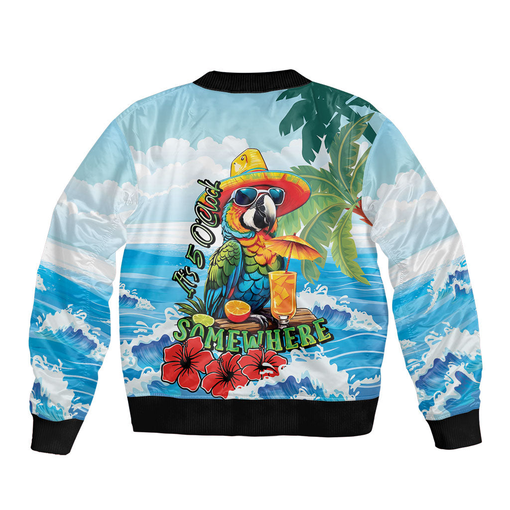Funny Parrot Margarita Five O'clock Somewhere Sleeve Zip Bomber Jacket LT9 - Polynesian Pride