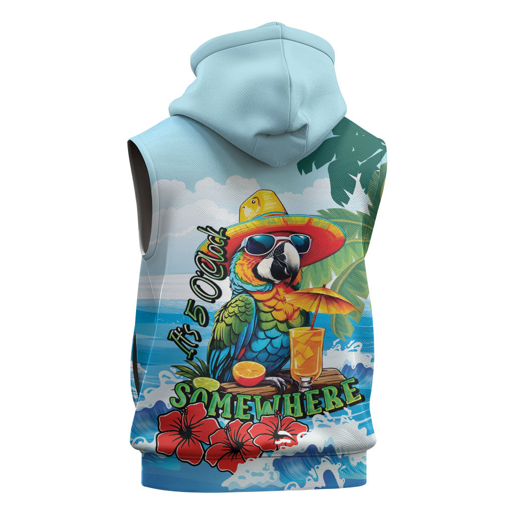 Funny Parrot Margarita Five O'clock Somewhere Sleeveless Hoodie LT9 - Polynesian Pride