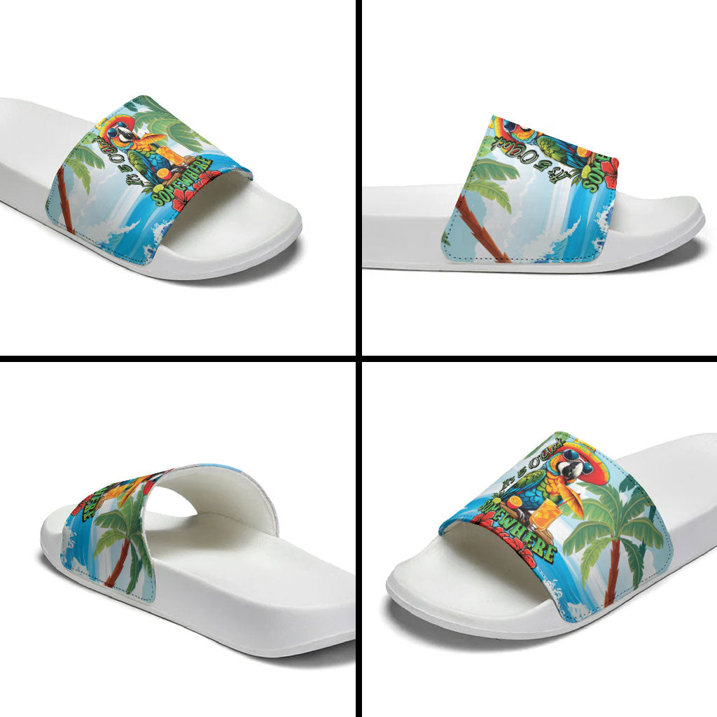 Funny Parrot Margarita Five O'clock Somewhere Slide Sandals LT9 - Polynesian Pride