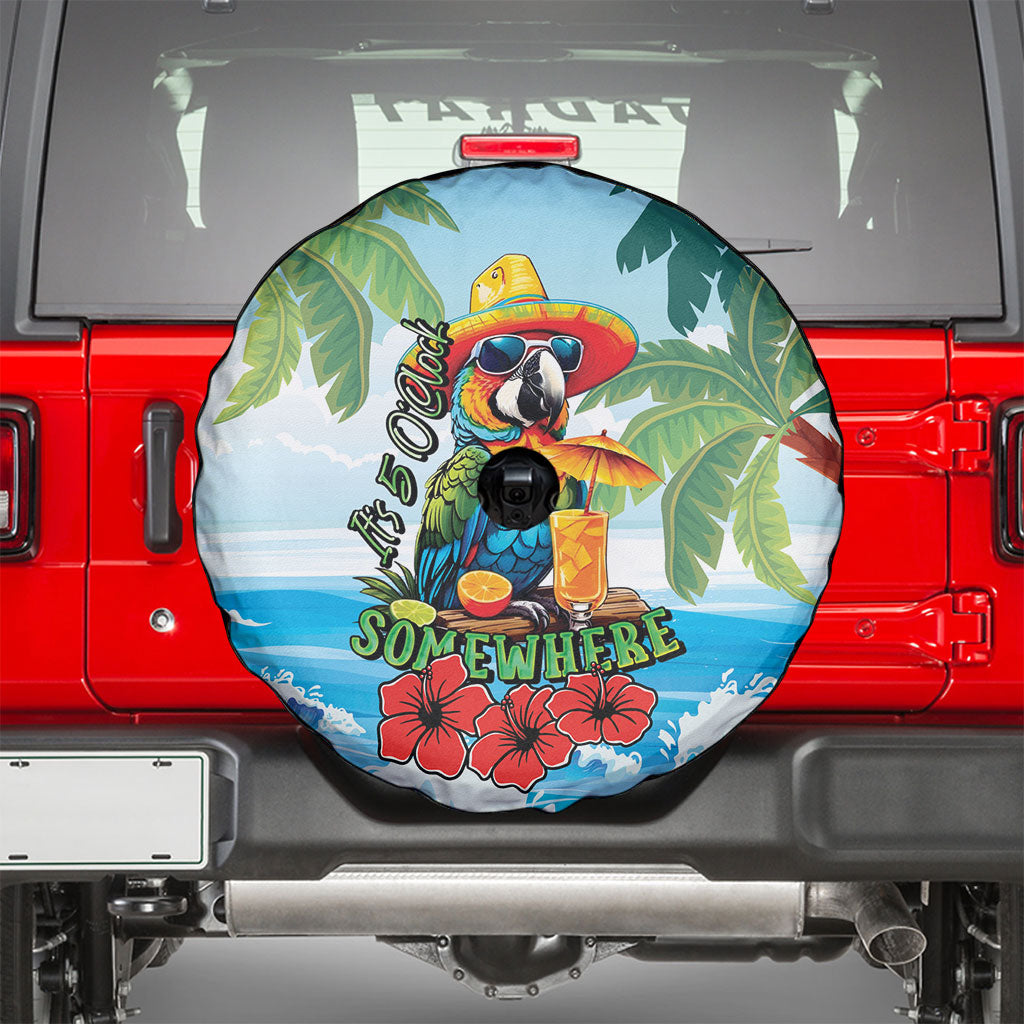 Funny Parrot Margarita Five O'clock Somewhere Spare Tire Cover LT9 - Polynesian Pride