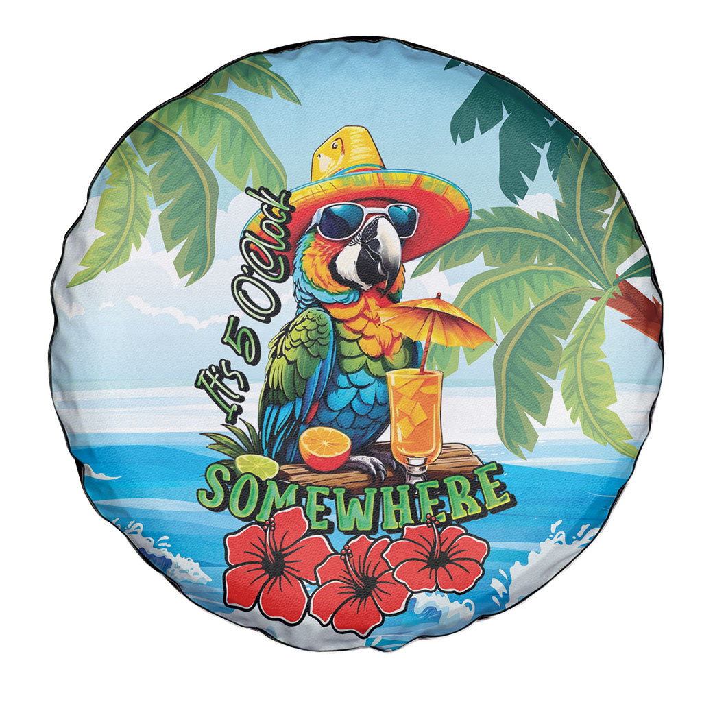 Funny Parrot Margarita Five O'clock Somewhere Spare Tire Cover LT9 - Polynesian Pride