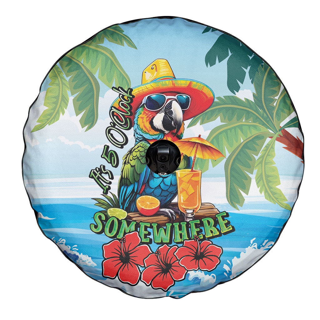 Funny Parrot Margarita Five O'clock Somewhere Spare Tire Cover LT9 - Polynesian Pride