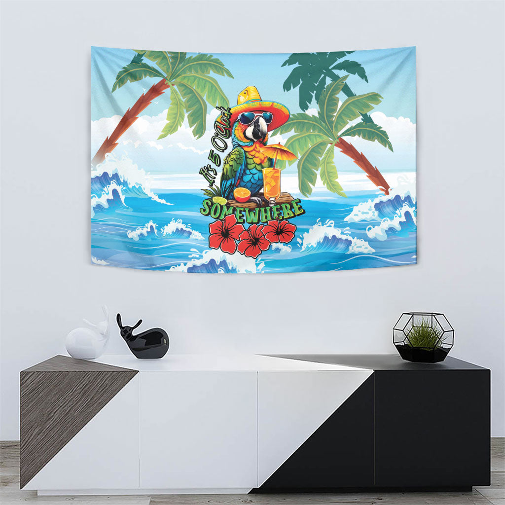 Funny Parrot Margarita Five O'clock Somewhere Tapestry LT9 - Polynesian Pride