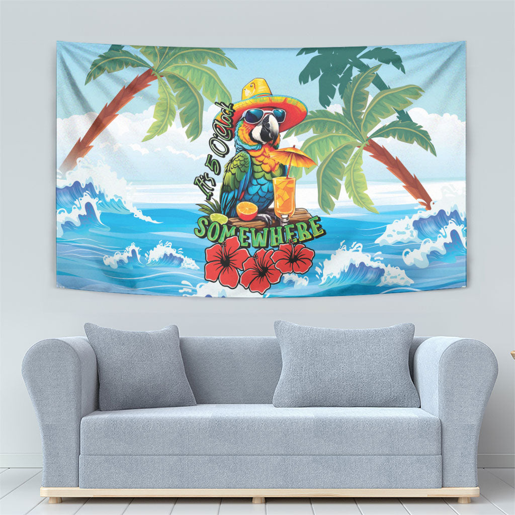 Funny Parrot Margarita Five O'clock Somewhere Tapestry LT9 - Polynesian Pride