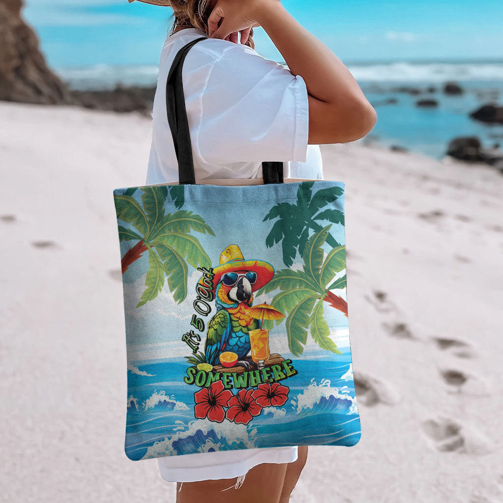 Funny Parrot Margarita Five O'clock Somewhere Tote Bag LT9 - Polynesian Pride