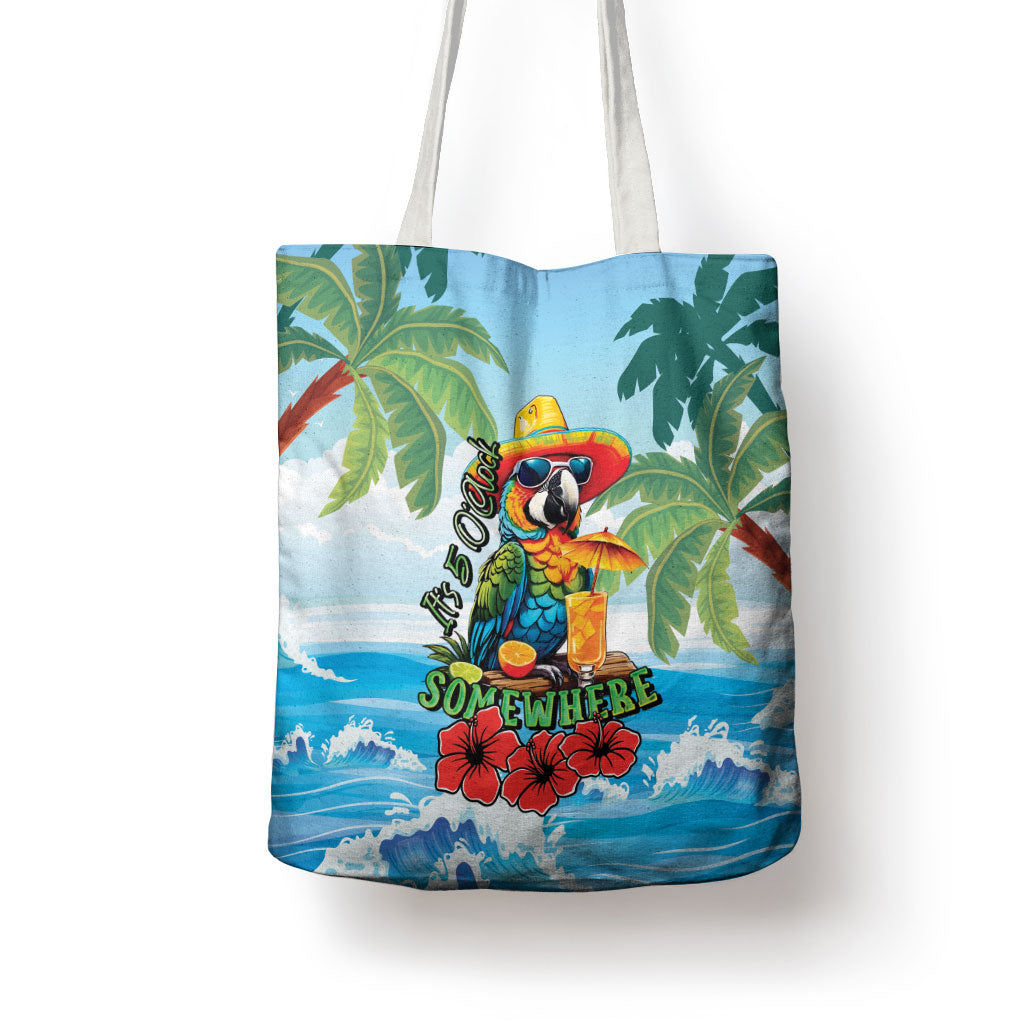 Funny Parrot Margarita Five O'clock Somewhere Tote Bag LT9 - Polynesian Pride