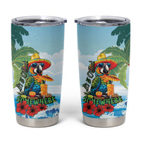Funny Parrot Margarita Five O'clock Somewhere Tumbler Cup LT9 Blue - Polynesian Pride