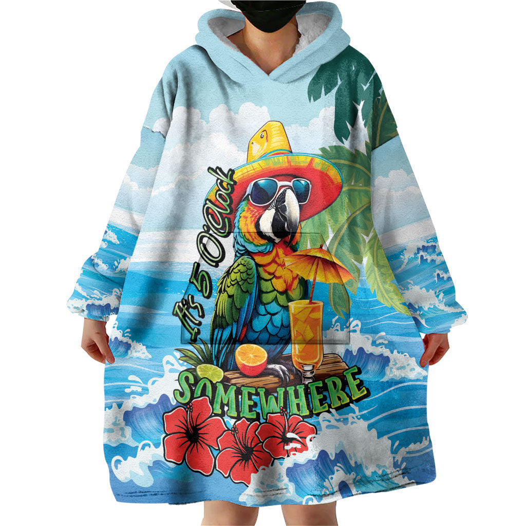 Funny Parrot Margarita Five O'clock Somewhere Wearable Blanket Hoodie LT9 - Polynesian Pride