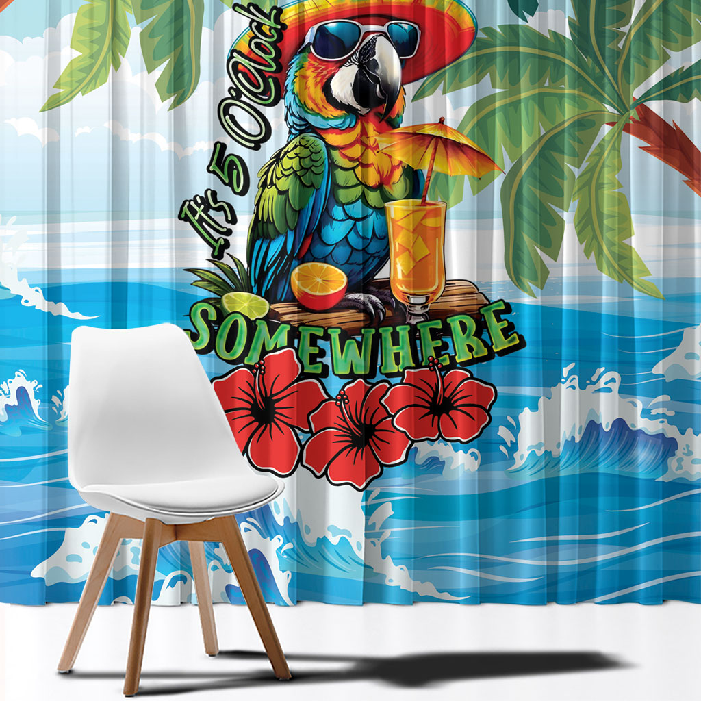 Funny Parrot Margarita Five O'clock Somewhere Window Curtain LT9 - Polynesian Pride