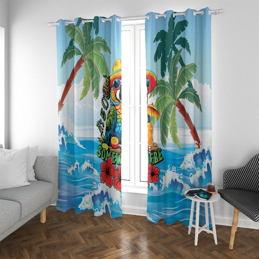Funny Parrot Margarita Five O'clock Somewhere Window Curtain LT9 With Grommets Blue - Polynesian Pride