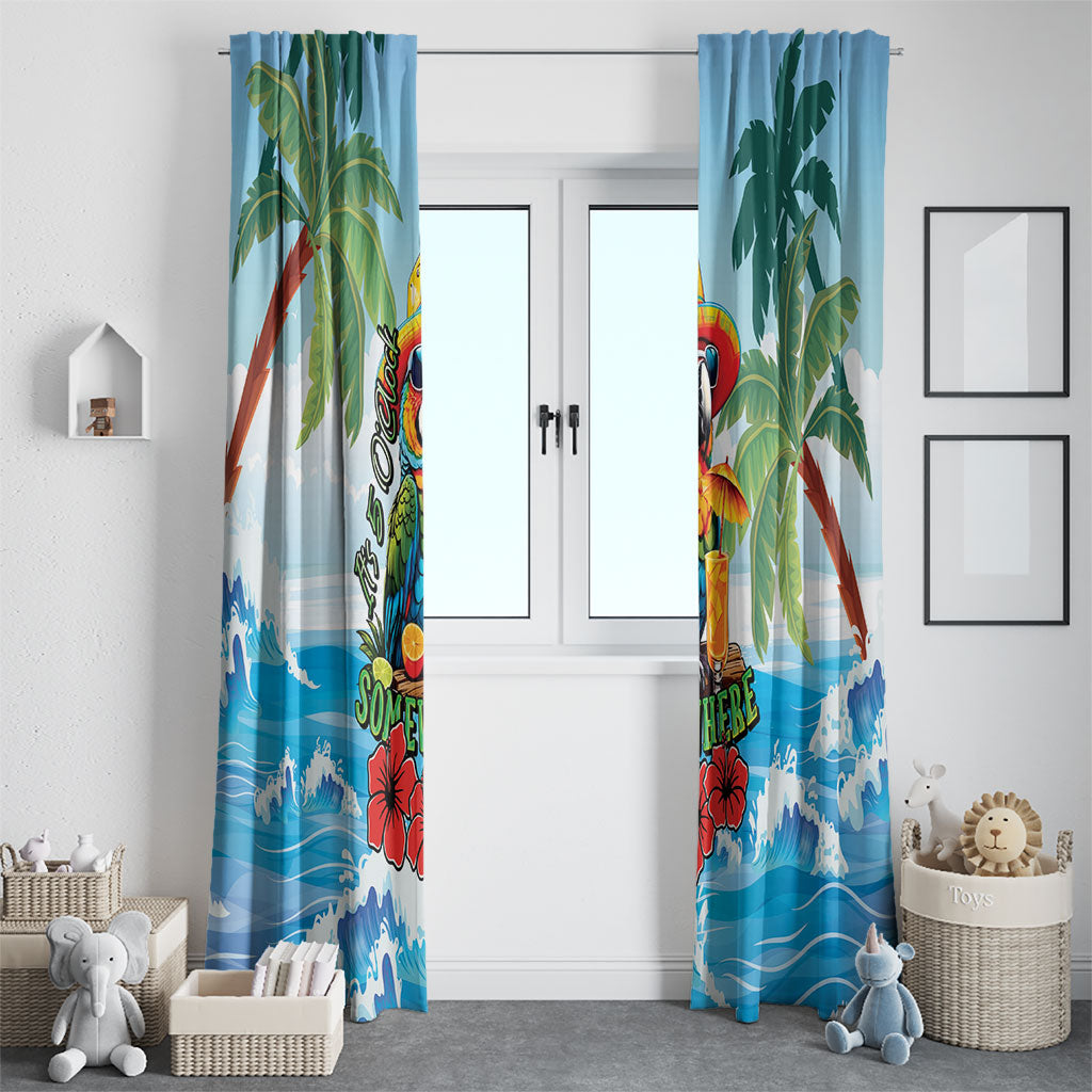 Funny Parrot Margarita Five O'clock Somewhere Window Curtain LT9 - Polynesian Pride