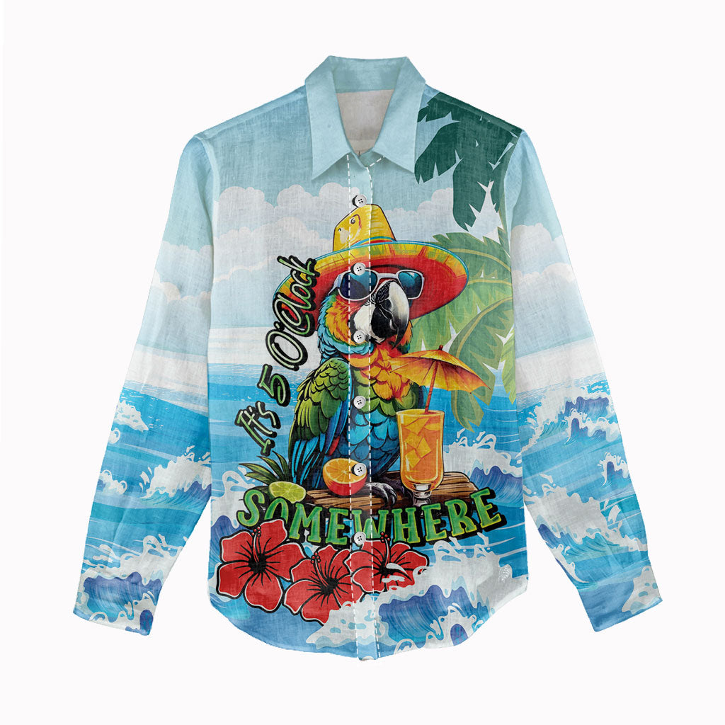 Funny Parrot Margarita Five O'clock Somewhere Women Casual Shirt LT9 - Polynesian Pride