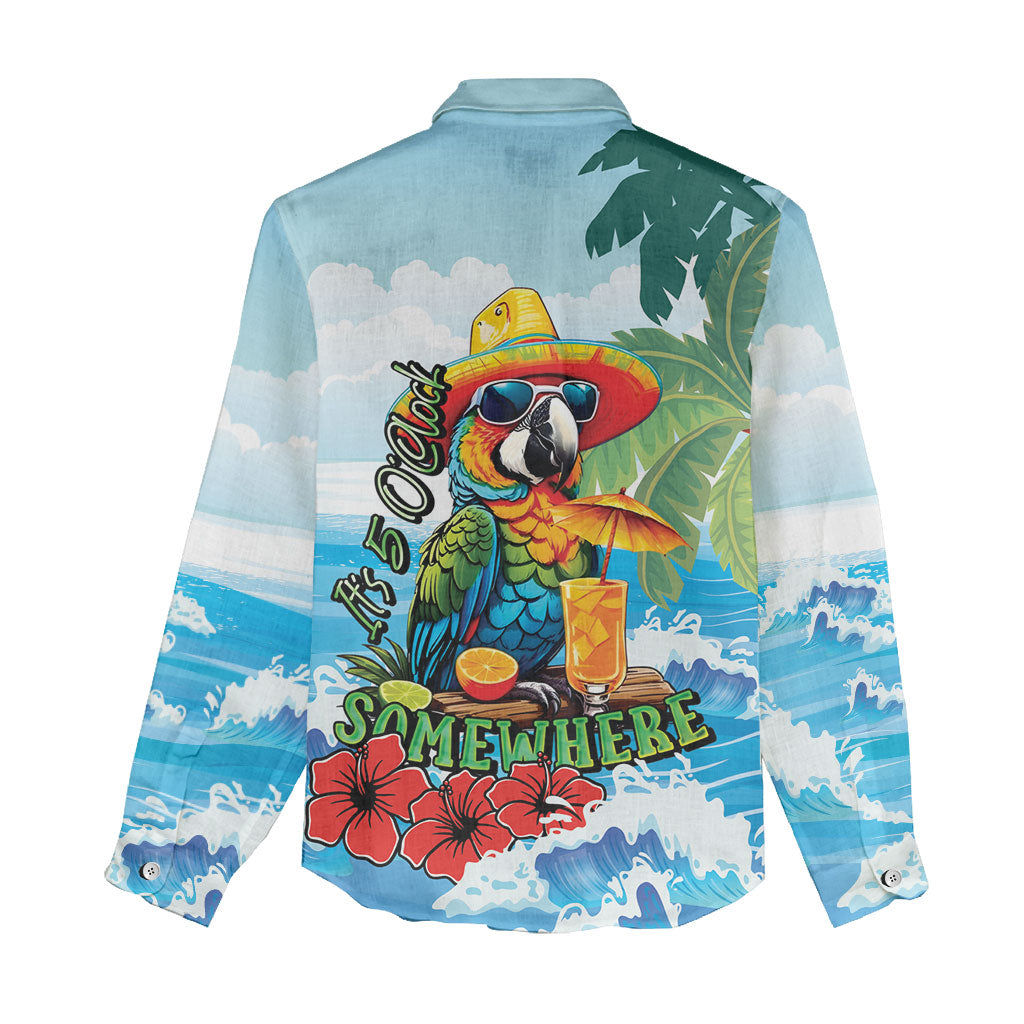 Funny Parrot Margarita Five O'clock Somewhere Women Casual Shirt LT9 - Polynesian Pride