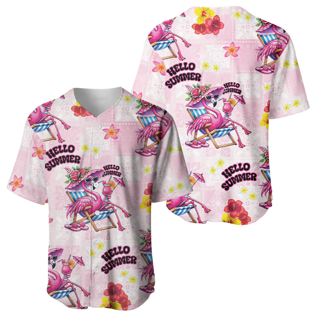 Hawaii Flamingo Hello Summer Baseball Jersey Hawaiian Quilt Pattern LT9 - Polynesian Pride
