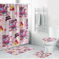 Hawaii Flamingo Hello Summer Bathroom Set Hawaiian Quilt Pattern LT9 Bathroom Set (4 pcs) Pink - Polynesian Pride