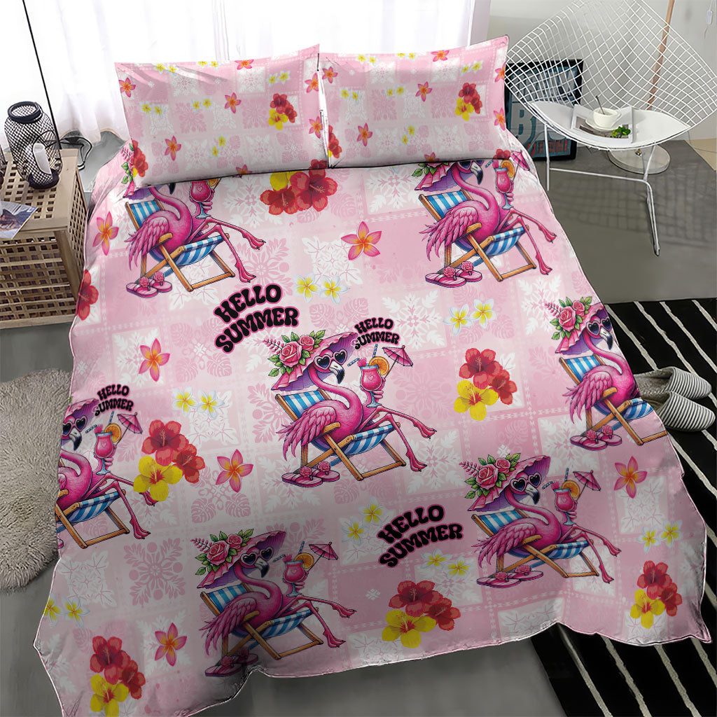 Hawaii Flamingo Hello Summer Bedding Set Hawaiian Quilt Pattern LT9 - Polynesian Pride