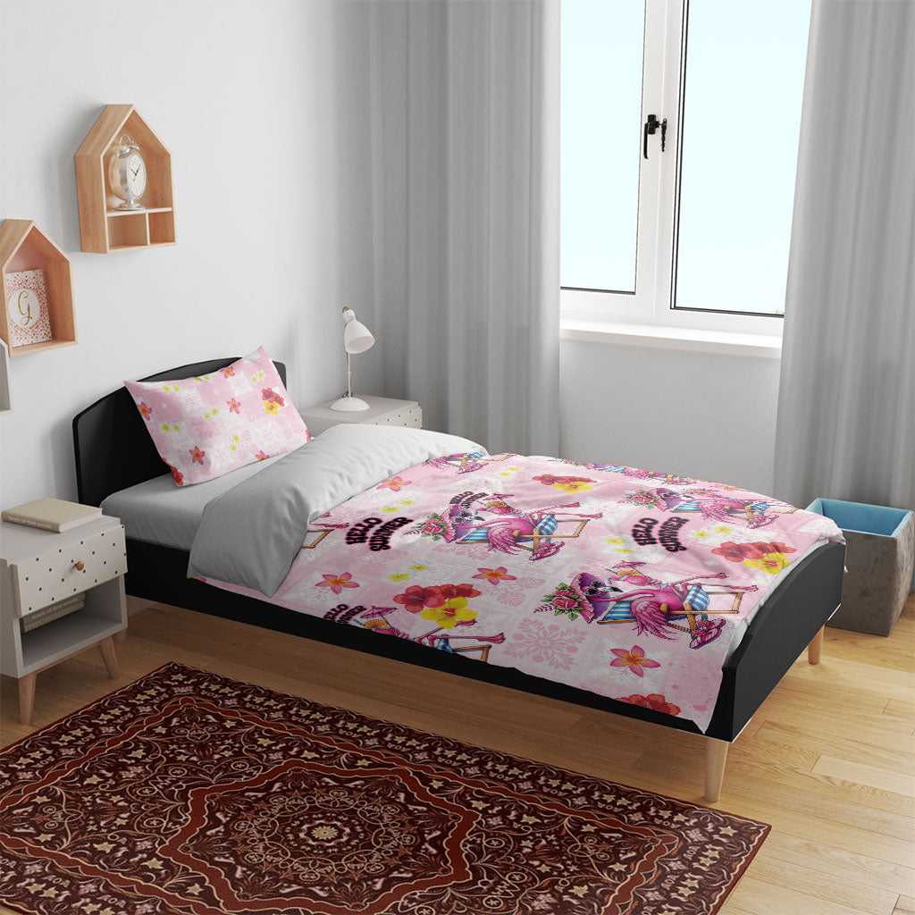 Hawaii Flamingo Hello Summer Bedding Set Hawaiian Quilt Pattern LT9 - Polynesian Pride