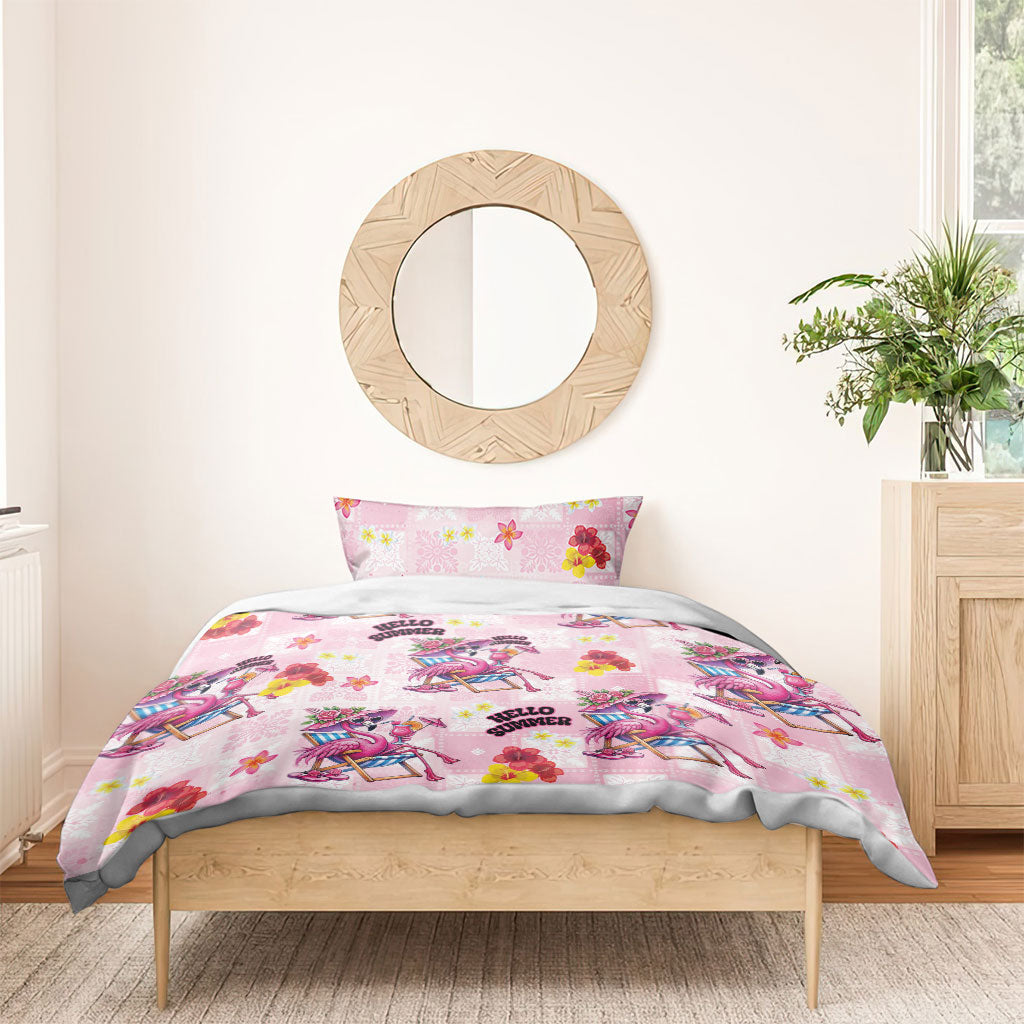 Hawaii Flamingo Hello Summer Bedding Set Hawaiian Quilt Pattern LT9 - Polynesian Pride