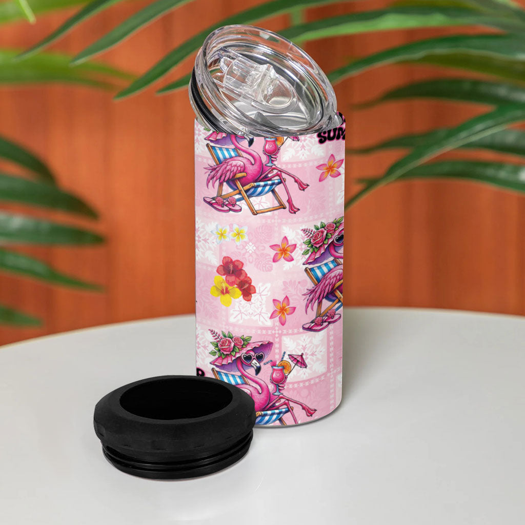 Hawaii Flamingo Hello Summer 4 in 1 Can Cooler Tumbler Hawaiian Quilt Pattern LT9 - Polynesian Pride