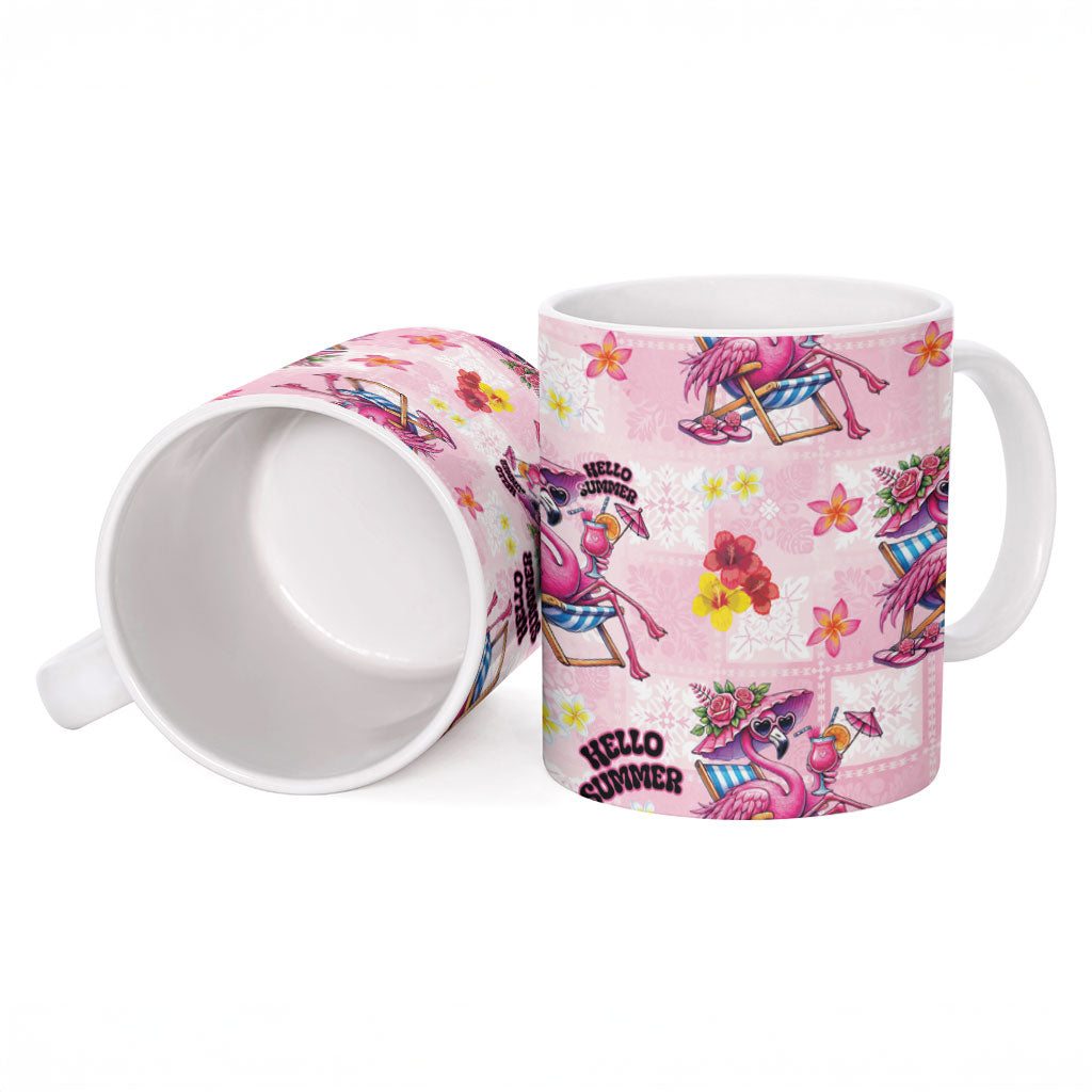 Hawaii Flamingo Hello Summer Ceramic Mug Hawaiian Quilt Pattern LT9 - Polynesian Pride